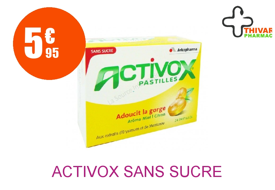 Achetez ACTIVOX sans sucre Pastille miel citron Boîte de 24