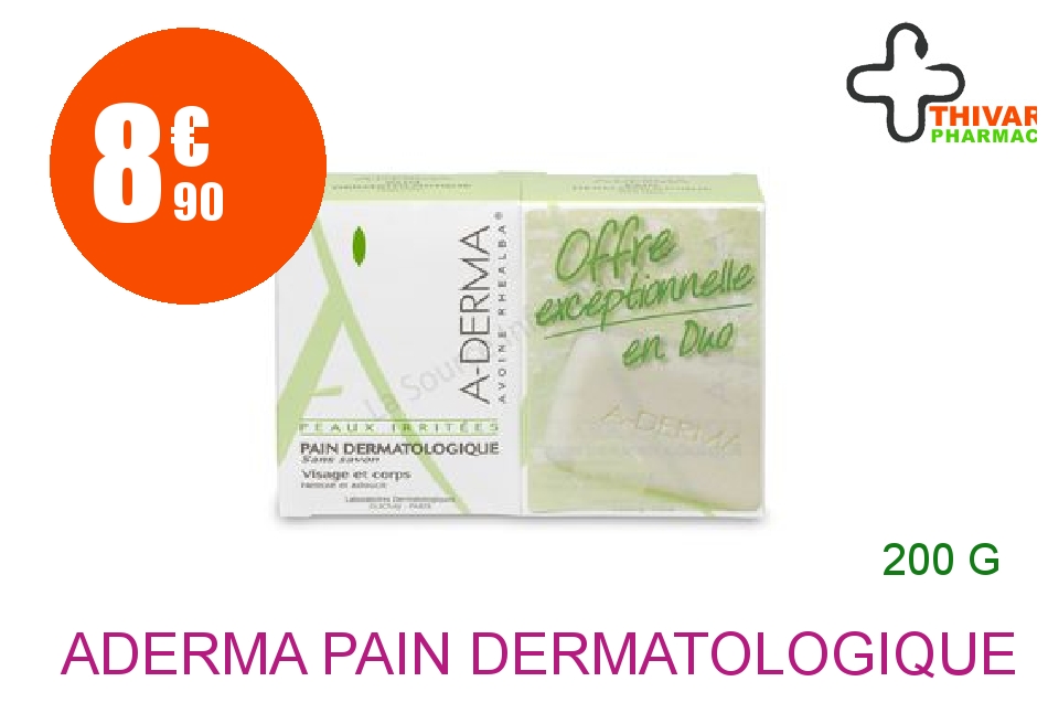 Achetez ADERMA Pain dermatologique Lait d'avoine Rhealba 2x100g