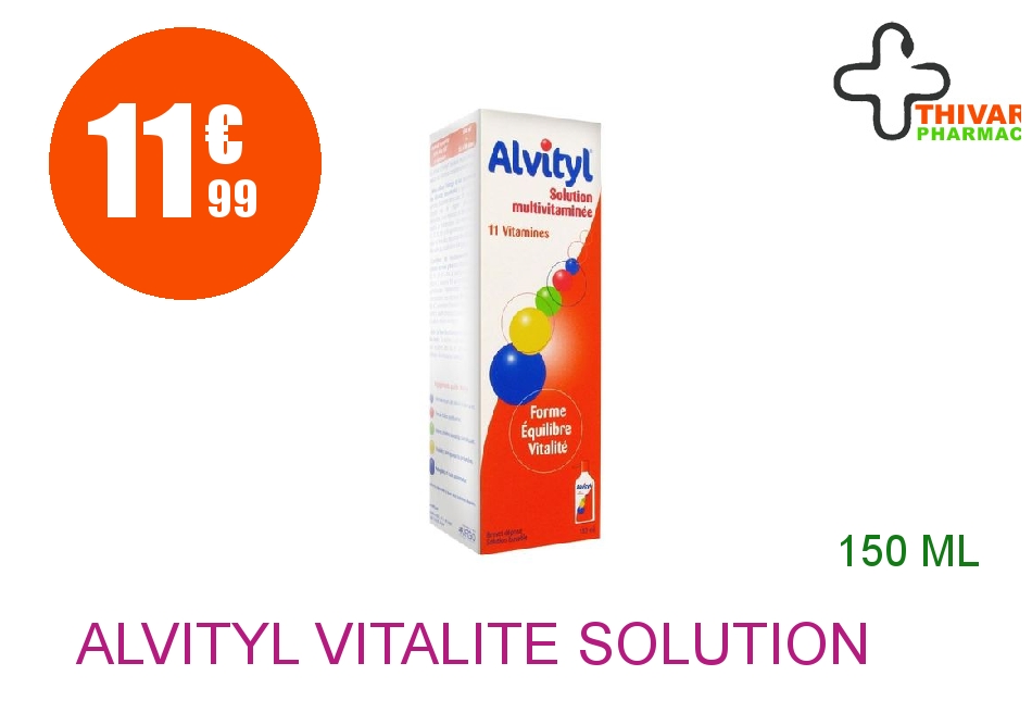 Achetez ALVITYL VITALITE Solution Buvable Multivitaminée Flacon de 150ml