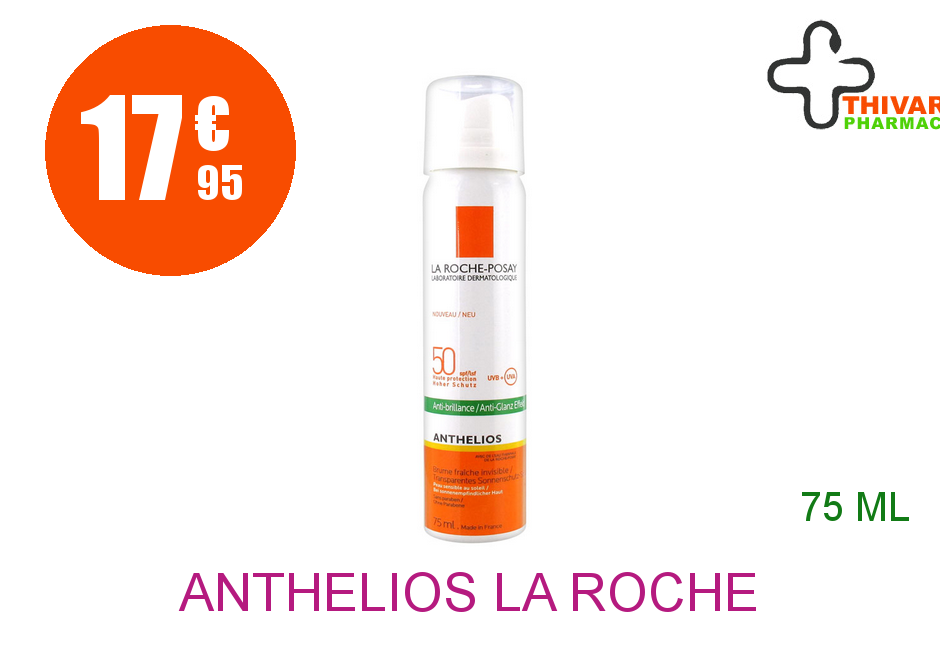 Achetez ANTHELIOS LA ROCHE POSAY SPF50+ Brume fraîche anti-brillance visage avec parfum Aérosol de 75ml
