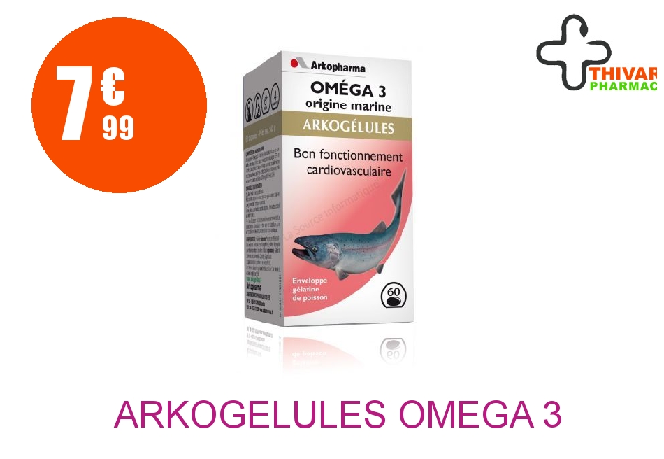 Achetez ARKOGELULES Omega 3 origine marine Capsule Flacon de 60
