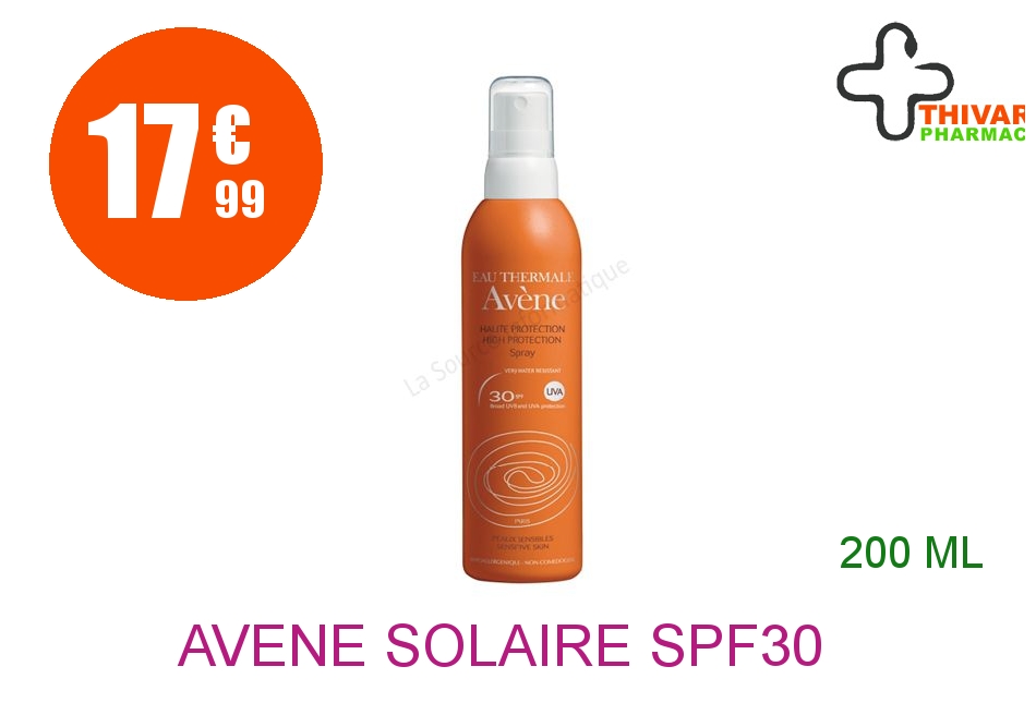 Achetez AVENE SOLAIRE SPF30 Spray haute protection Flacon de 200ml