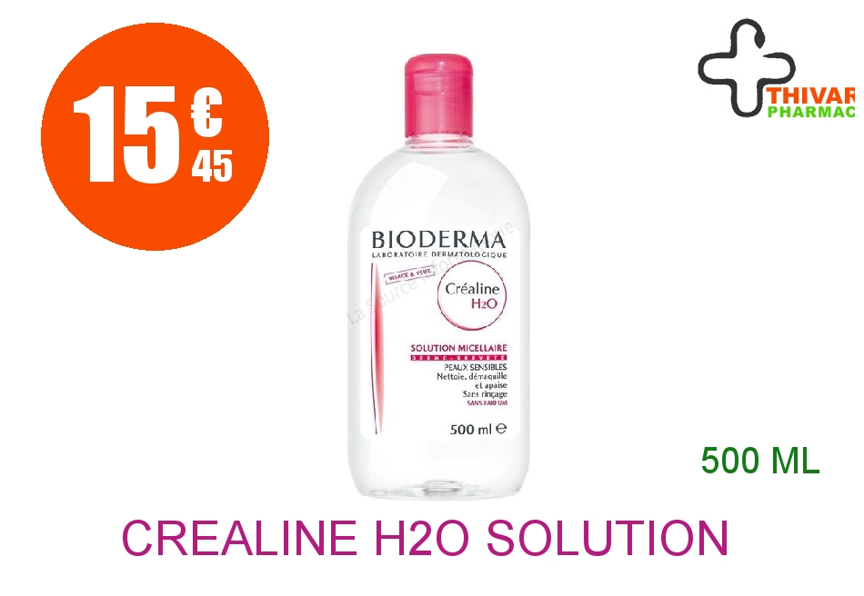 Achetez CREALINE H2O Solution micellaire nettoyante apaisante sans parfum Flacon de 500ml