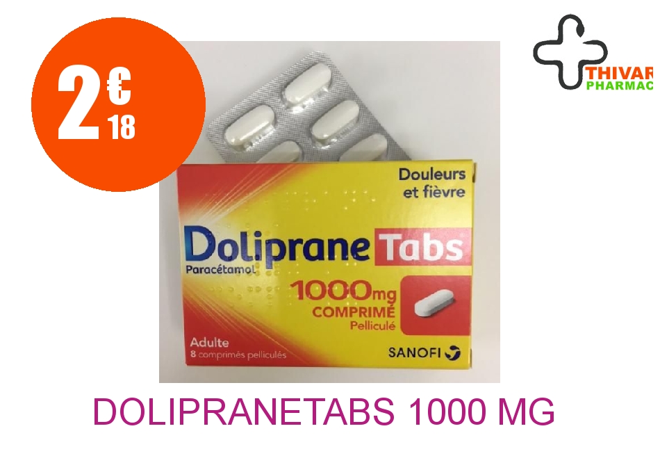 Achetez DOLIPRANETABS 1000 mg Comprimé Pelliculé Plaquette de 8