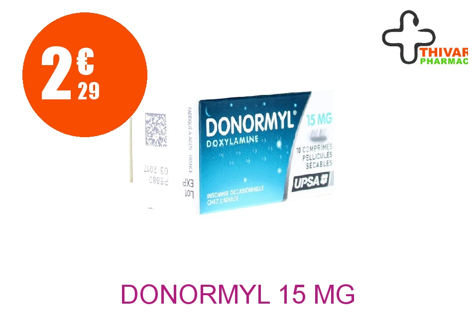 Achetez DONORMYL 15 mg Comprimé Pelliculé Sécable Tube de 10