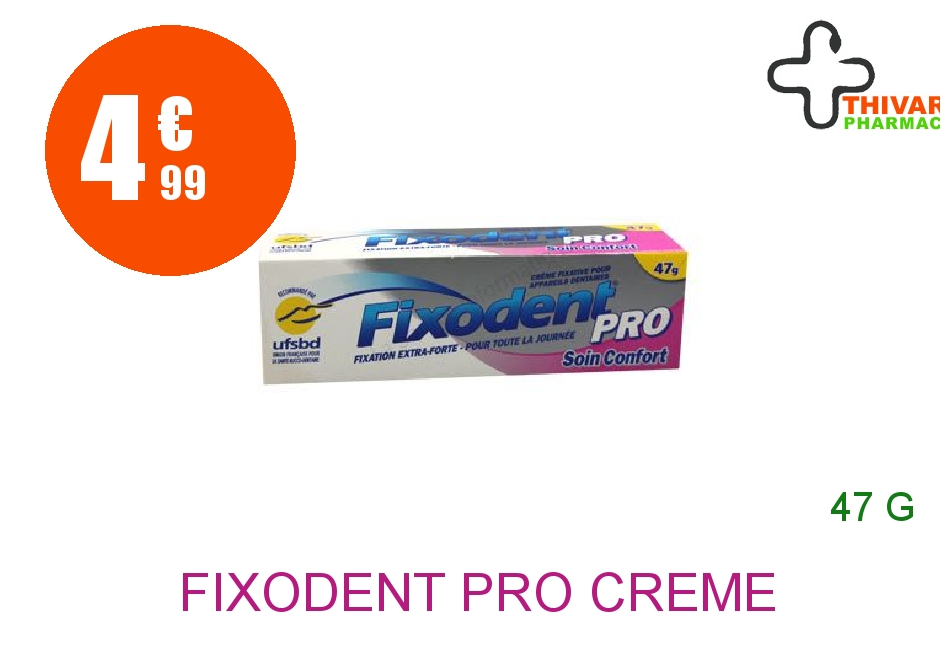 Achetez FIXODENT PRO Crème adhésive soin confort Tube de 47g