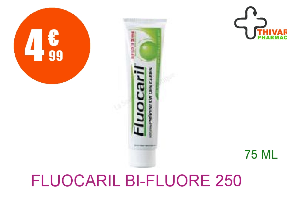 Achetez FLUOCARIL bi-fluoré 250 mg Gel dentifrice menthe Tube de 75ml