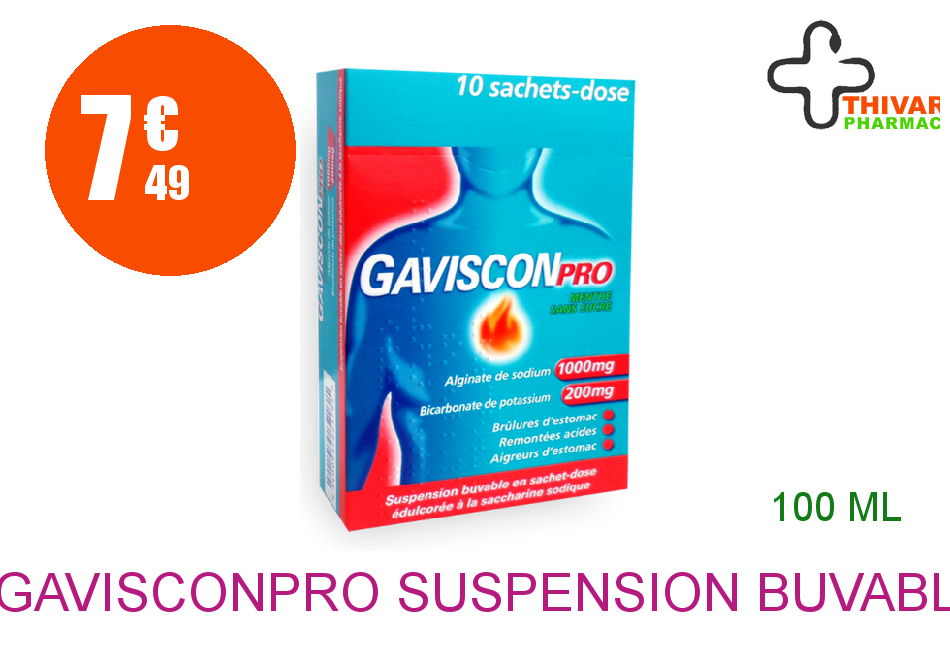 Achetez GAVISCONPRO Suspension Buvable en sachet menthe 10 Sachet de 10ml