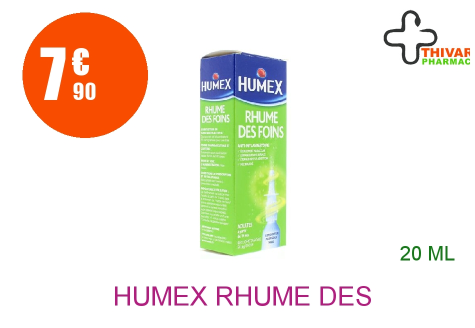 Achetez HUMEX RHUME DES FOINS à la beclometasone 50 µg/Dose Suspension Pulvérisateur Nasale 1 Flacon de 20ml