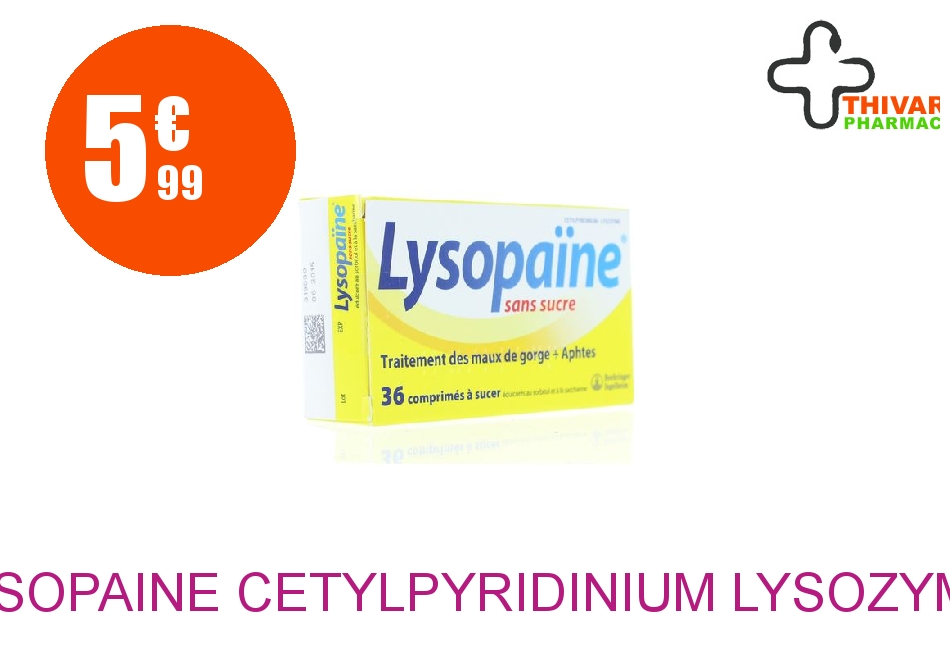 Achetez LYSOPAINE CETYLPYRIDINIUM LYSOZYME Comprimé à sucer maux de gorge sans sucre édulcoré au sorbitol et à la saccharine 2 Tube de 18