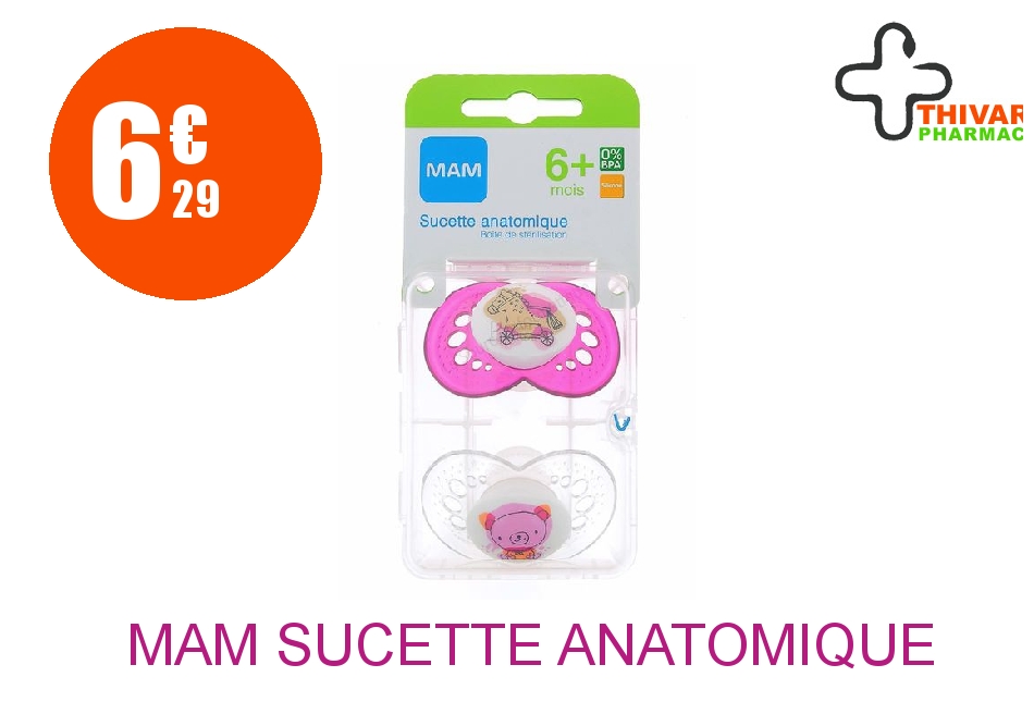 Achetez MAM Sucette anatomique silicone 2ème âge assorties Boîte de 2