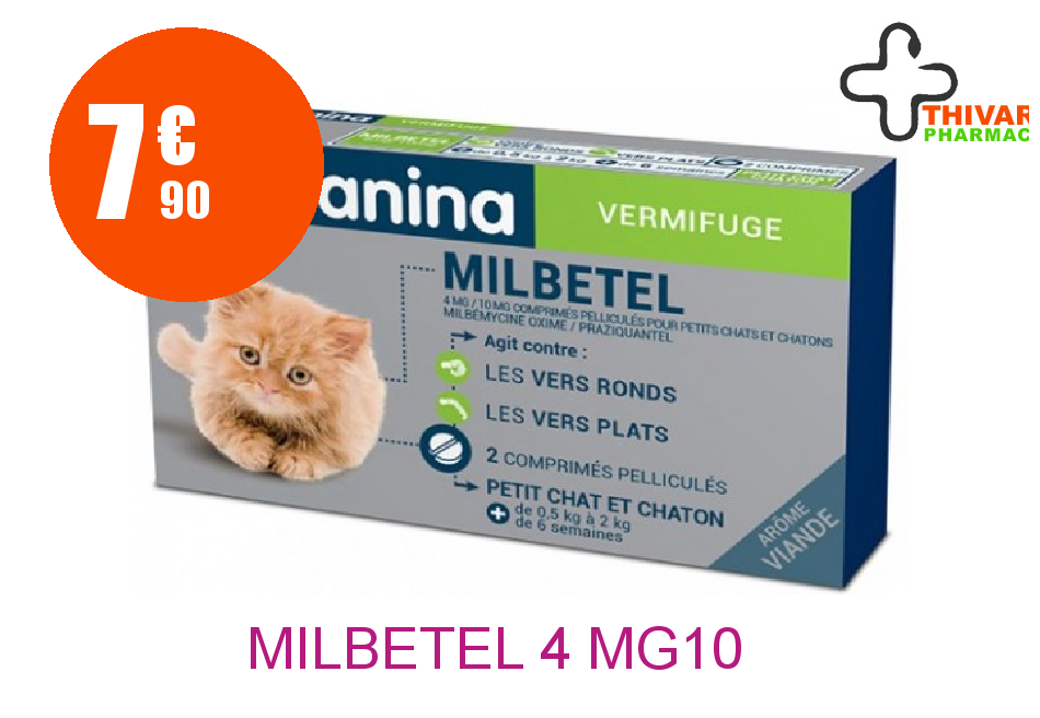 Achetez MILBETEL 4 mg/10 mg Comprimé petits chats et chatons Boîte de 2
