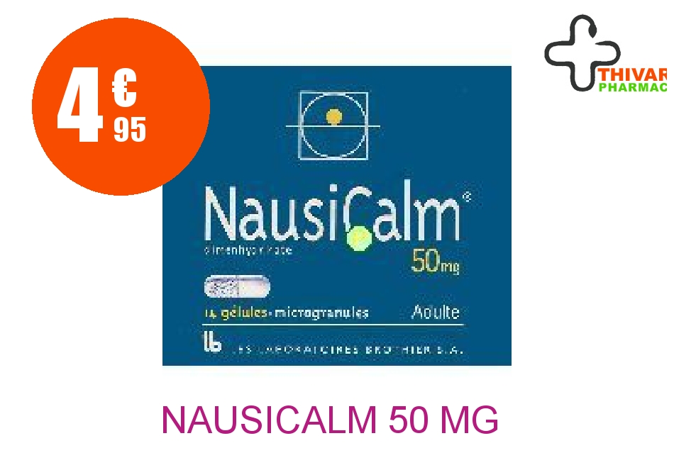 Achetez NAUSICALM 50 mg Gélule adulte Plaquette de 14
