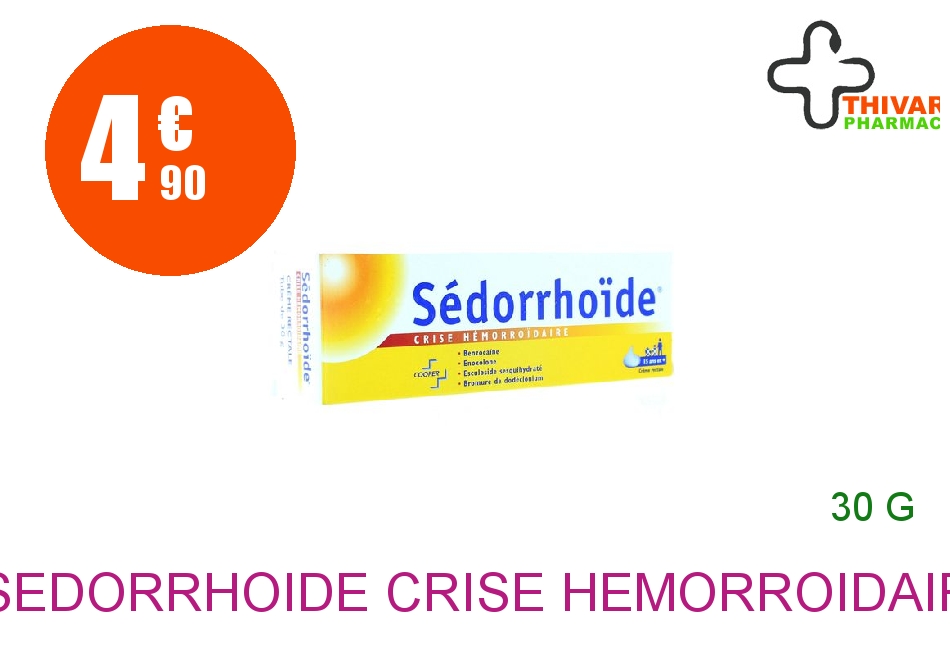Achetez SEDORRHOIDE CRISE HEMORROIDAIRE Crème Rectal Tube de 30g